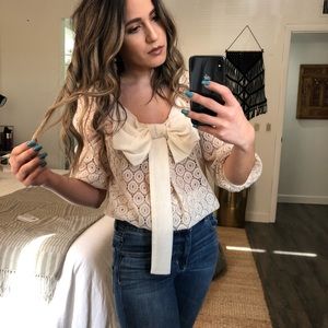 Bow crochet blouse